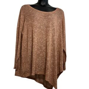 Lane Bryant Copper Metallic Sweater Asymmetrical Hem 26/28 New
